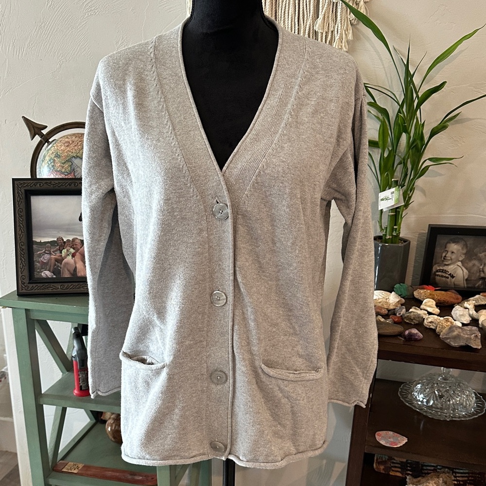 Eddie Bauer Light Gray Women's Cardigan Sweater